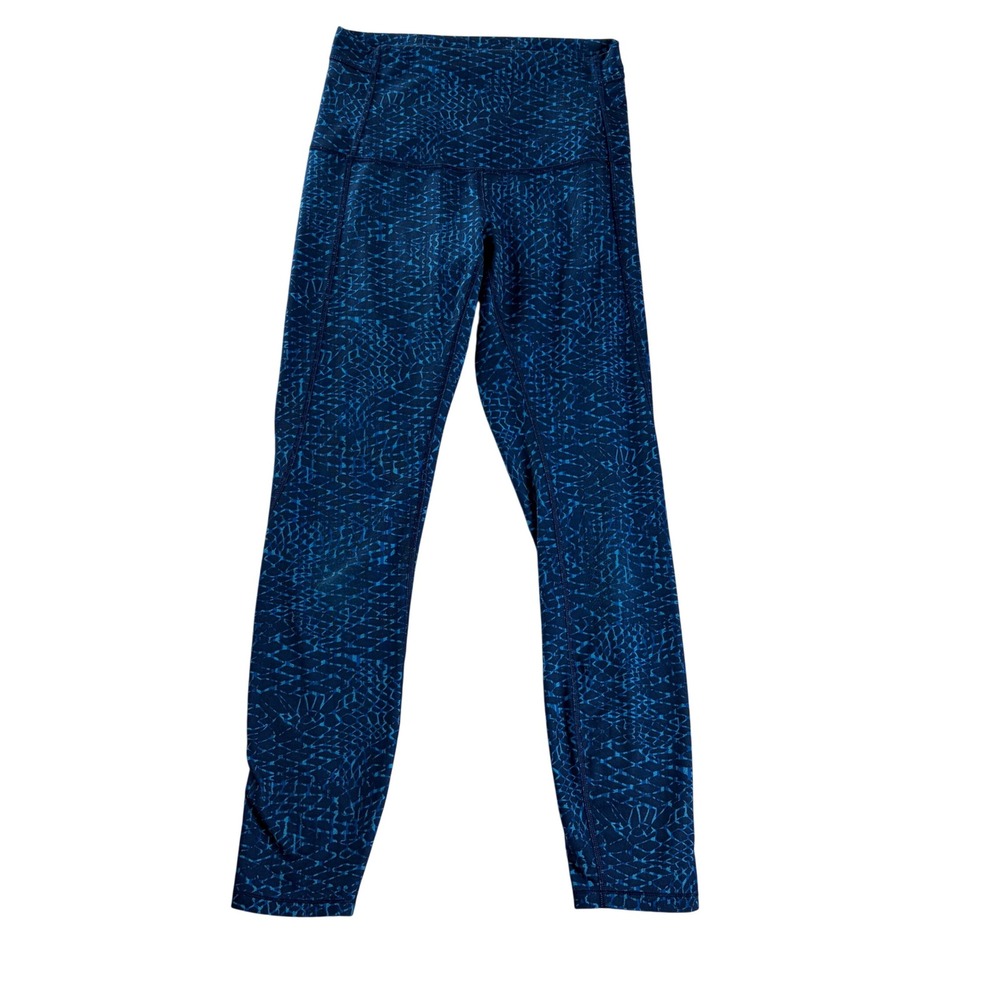 Lululemon Pure Practice Pant Samba Snake Blue Leggings Size 6 25" Inseam